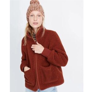 *SOLD* Madewell Women’s Polartec® Fleece Zip-Up Oversized Cozy Jacket M0513 Rust